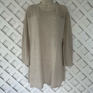 Eileen Fisher 100% Wool Knit Tunic Sweater Top Lagenlook XL